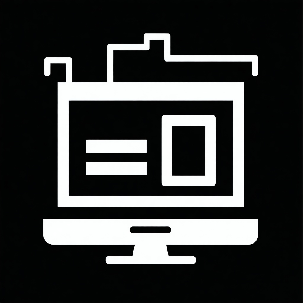 black and white computer icon with data-1