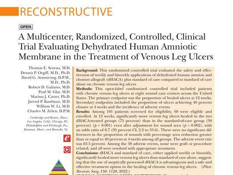 First page of A Multicenter, Randomized, Controlled, Clinical Trial Evaluating Dehydrated Human Amniotic