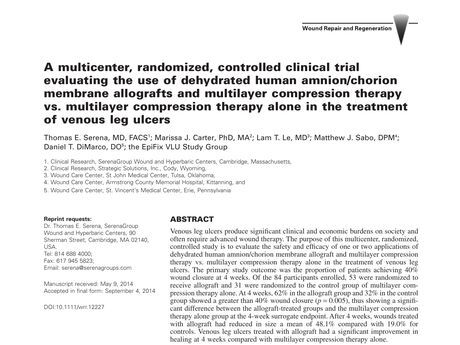 First page of A multicenter, randomized, controlled clinical trial evaluating the use of dehydrated huma